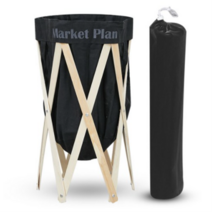 마켓플랜 접이식 우드 햄퍼, 블랙, 3개