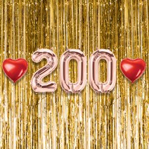 200일 이벤트 포토존 세트 아기 기념일 커플 축하 기념 숫자 풍선 하트, 07.커튼-(골드)-200(소)-로즈골드