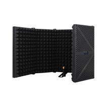 방음마이크 윈드스크린 방음 부스 노래 발성 보컬 트레이닝 녹음 실드 조절 가능 각도 접이식, 블랙 파이브 패널
