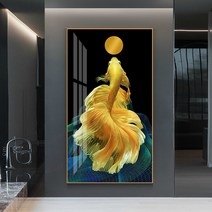 풍수 인테리어 황금 잉어 재물복 보석십자수 재료 큐빅 DIY 비즈, 90x50CM