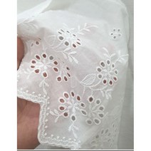 들꽃 펀칭 면레이스 60수 아사면 [백아이보리색], 들꽃레이스