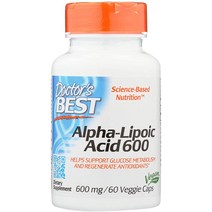 Doctors Best - 최고의 알파 리포산 600 mg 60 식물성 캡슐