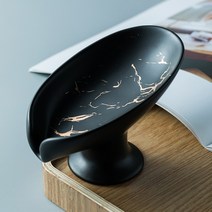 씨앤초이스 대리석 비누받침대 도자기 욕실 솝 홀더 클렌징바 물빠짐 케이스 트레이 거치대, 블랙