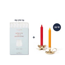 트루동 마들렌 테이퍼 디너 캔들 6pcs + 전용 촛대 세트, 스톤_플라워