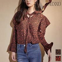 미쏘 리본타이 레오파트 프릴 블라우스 MIWBL9806A