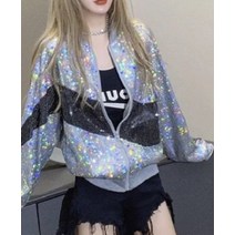 해외직구상품 반짝이 스팽글 바람막이 야구점퍼 공연의상 자켓