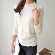 데일리앤 러브드 여성 프릴 반목 이너 레이어드 티셔츠