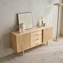 핀란디아 몬테 원목 슬라이딩 1600 높은 거실장, 내추럴