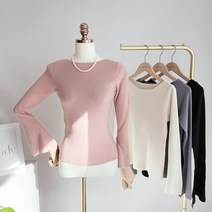 마릴린 입술넥 나팔소매 슬림 니트