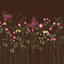 옥스포드컷트지)허브자수플라워-다크브라운 A3