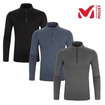 밀레 MILLET 3칼라 남성 남자 가을 간절기 베이직한 일상 및 아웃도어 겸용 깔끔한 집업 긴팔 티셔츠
