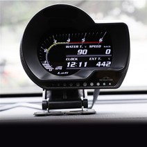 타코미터 한국어 버전 OBD2 디지털 터보 부스트 오일 압력 온도 게이지 자동차 Afr RPM 연료 레벨 속도 EXT, 한개옵션0