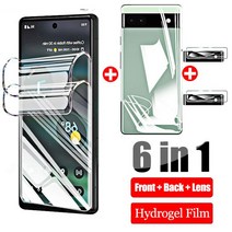 6 IN 1 3D 곡선 구글 픽셀 7 프로 화면 보호기 하이드로겔 카메라 렌즈 강화 유리 필름 Pixel6 Pixel 6a 5a, [02] For Pixel 6 Pro, [01] 하이드로겔 필름, [01] 2Front 2Back 2Lens