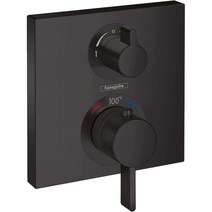 hansgrohe 한스그로헤 에코스타트 모던 2핸들 6인치 와이드 샤워 러프인 밸브 매트 블랙 15712671 온도 조절 트림, 마테 블랙