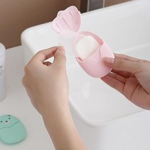 야외 여행 나성 귀여운 휴대용 곰돌이케이스 종이비누, 그린 4개