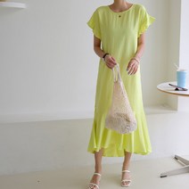 하이데일리 릴리 프릴 린넨롱원피스