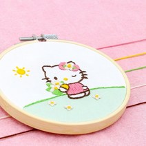 직장인 취미 클래스 프랑스자수 키트 (헬로키티 핑크) 귀여운 집순이 태교