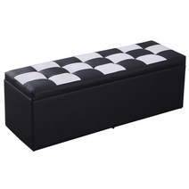 레자 수납스툴 벤치의자 수납함 정리함 긴의자 30cm, 40길이*42높이*40폭CM(저장가능), 블랙&화이트 체크(가죽) 빠른배송