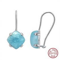 원석 터키석 은 귀걸이 ORSA-쥬얼리 패션 천연 아쿠아 마린 925 스털링 실버 드롭 신부 보석 주얼리 선물 GME28