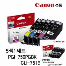 캐논 PGI-750PGBK CLI-751BK C M Y 정품잉크 5색세트 캐논카트리지 잉크충전 프린트잉크 프린터잉크리필 잉크카트리지