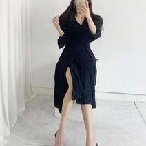 넷투넷코리아 여성 셔츠 롱원피스 긴팔 플리츠 루즈핏 기본 하객룩