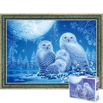 퍼즐피플 달빛아래 올빼미 가족 150피스 동물 직소퍼즐, 달빛아래 올빼미 가족 150피스 액자포함(엔틱그린), 150p