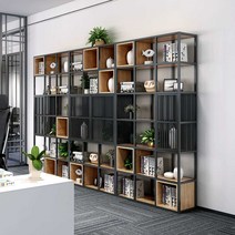 유럽 철제 가벽 파티션 카페 셀프인테리어 칸막이 만들기 사무실 책장 원목 수납장, 모델 B 90x25x180CM