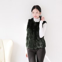 리얼 렉스 베스트 토끼털 퍼조끼 베이직조끼