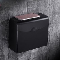 방수 복고풍 욕실 화장실 티슈홀더 휴지걸이 핸드폰거치대, A. 펀칭 - 블랙 24.3cm