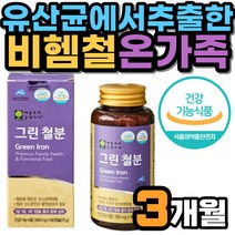 유산균 추출 그린 철분 비헴철 가임기 여성 영양제 임산부 임신 준비 초기 기간 식약처인증 철분제 미강유 유기농 과일 채소 유산균배양물 여자 청소년 락토바실러스 불가리쿠스
