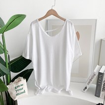 메이룸 양브이끈 썸머 형광 양 브이넥 끈 오버핏 롱 반팔티