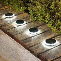 LED 무선 정원 원형직부등 백색 2P 산책로 건물 화단 간편설치 외벽조명 아파트외벽비상등 태양광충전간접등 계단