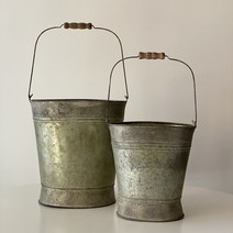 빈티지 양철 손잡이 롱바스켓, M