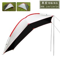 야외 리어 텐트 캠핑자가 운전 투어 suv 자동차 여행 장비 비바람 방지 지붕 자동차 양산 캐노피, 아미 그린 미색 - 검정 접착제유리 막대