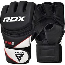 RDX MMA 장갑 격투 스파링 마야 가죽 손목지지대 케이지 파이팅 펀칭백 글러브, 블랙