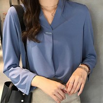 안내원 호텔직원 심플 노카라 블라우스 세련된 미씨 페미닌 엄마