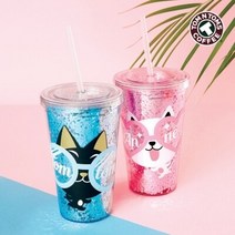 [천삼백케이] [탐앤탐스] 탐앤탐스 아이스 글리터 텀블러 500ml (핑크블루), 상세설명 참조, 아이스 글리터 텀블러 - 핑크