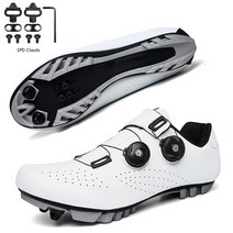 싸이클 슈즈 신발 남녀공용 사이클링 스니커즈 플랫 슈즈 클리트 자동 잠금, 없음, MTB white cleats+40