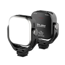 Ulanzi Vijim 조절식 LED 비디오 라이트 360 회전 마운트 브래킷 충전식 DSLR SLR 모바일 휴대용 필 VL66, 01 Black