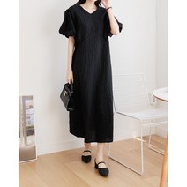 여름 시어서커 퍼프소매 원피스