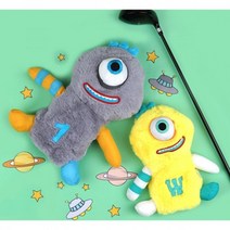 골프 몬스터 인형 플러쉬 헤드커버 안감 골프커버 드라이버 헤드보호 골프헤드 럭셔리 골프채집 GPP_15314, 우드 옐로우