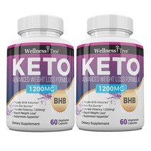 여성 남성을 위한 케토 다이어트 1200mg 케토시스 에너지 활용 집중력 증진 식욕 관리 신진대사 지원 케토 BHB 60캡슐, 2병