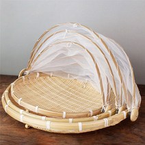 대나무 덮개채반 3P세트 명절음식 생선건조 음식건조 소쿠리, 원형 3P, 원형 3p