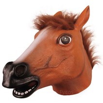 동물 가면 마스크 고릴라 참신 원숭이 오랑우탄 의상 라텍스 재미 있는 전체 얼굴 파티 헤어 드레스 성인용블랙, 22 Horse
