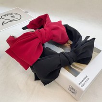 핸드메이드 실크 새틴 이중 왕리본 머리띠