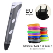 3d 펜 모델 3d 프린터 드로잉 매직 인쇄 펜 100m 플라스틱 abs 필라멘트 학교 생일 선물 용품, 100M 20Color ABS 추가, 회색 EU - 100m ABS, 협력사