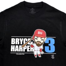 MLB티셔츠 메이저리그 선수 캐릭터 티셔츠 필라델피아 필리스 브라이스 하퍼 (블랙)