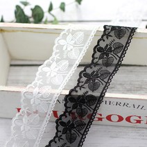 원단킹 TR레이스] 5.2cm 꽃잎과 양쪽나뭇잎 2color(98258), 블랙