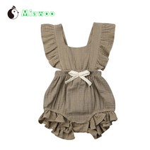 Miawoo 유아 프릴 민소매 점프 수트 면/ 리넨 의류 캐주얼 여름 점프슈트 우주복