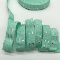 크기 5/8 인치 15mm 화살표 금박 인쇄 접는 탄성 FOE 스판덱스 머리띠 DIY 봉제 장식, GS378, 10야드 스트레칭